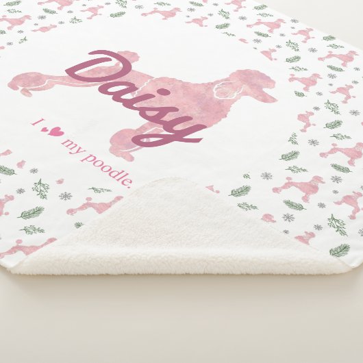 Custom Pastel Pink Poodle Christmas Blanket Gift Sherpa Deken (3/4)