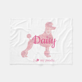 Custom Pastel Pink Poodle Silhouette Blanket Fleece Deken