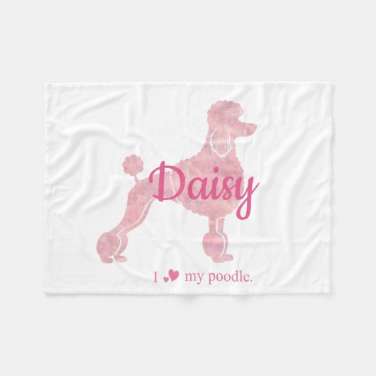 Custom Pastel Pink Poodle Silhouette Blanket Fleece Deken (Voorkant (Horizontaal))