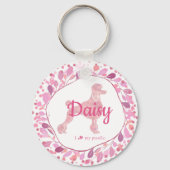 Custom Pastel Pink Poodle Silhouette  Keychain (Voorkant)