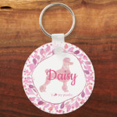 Custom Pastel Pink Poodle Silhouette  Keychain (Voorkant)