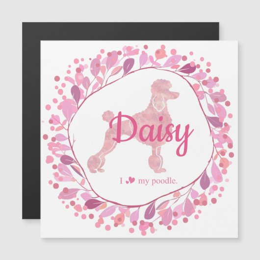 Custom Pastel Pink Poodle Silhouette  Magnet (Voorkant / Achterkant)