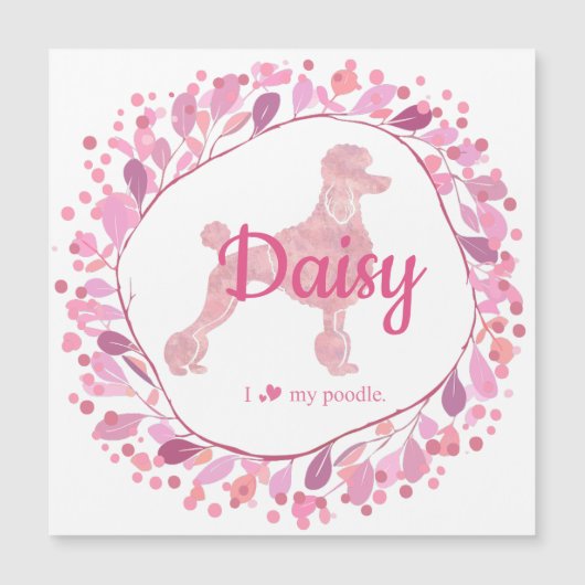 Custom Pastel Pink Poodle Silhouette  Magnet (Voorkant)