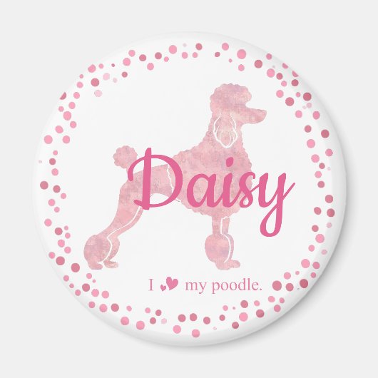 Custom Pastel Pink Poodle Silhouette  Magnet (Voorkant)