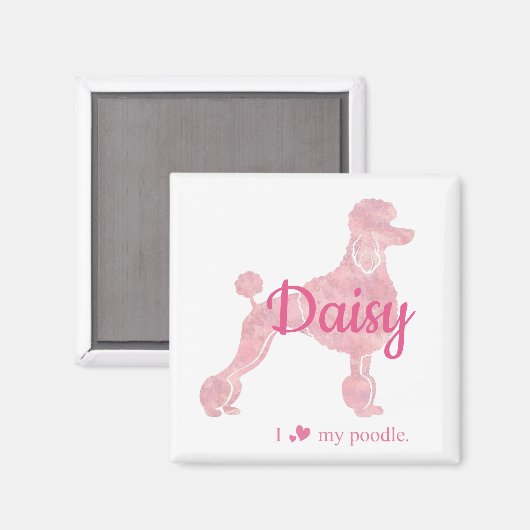 Custom Pastel Pink Poodle Silhouette  Magnet (Voorkant / Achterkant)