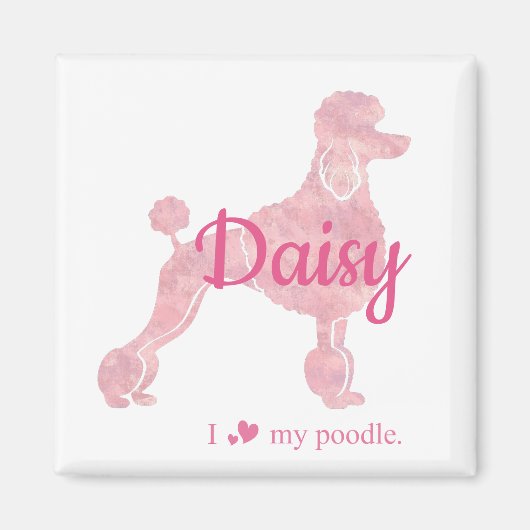 Custom Pastel Pink Poodle Silhouette  Magnet (Voorkant)