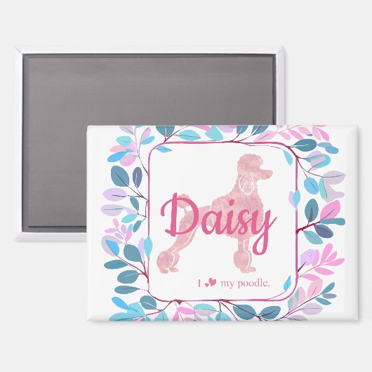 Custom Pastel Pink Poodle Silhouette  Magnet (Voorkant / Achterkant)