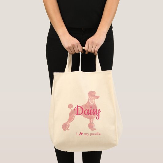 Custom Pastel Pink Poodle Silhouette tote bag (Voorkant (product))