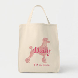 Custom Pastel Pink Poodle Silhouette tote bag