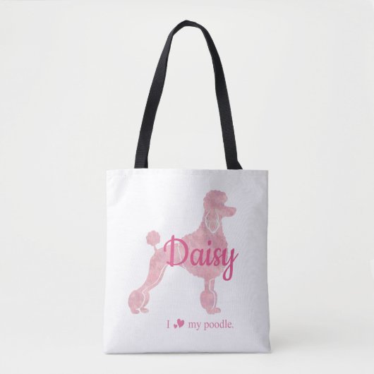 Custom Pastel Pink Poodle Silhouette tote bag (Voorkant)