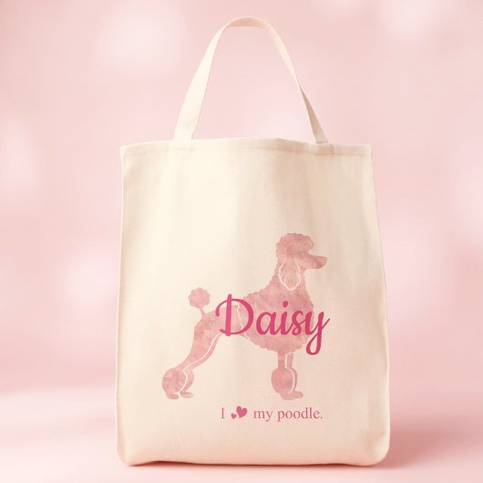 Custom Pastel Pink Poodle Silhouette tote bag