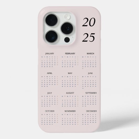 Custom Pastel Roze 2025 Kalender Case-Mate iPhone Case (Achterkant)
