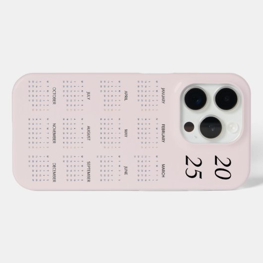 Custom Pastel Roze 2025 Kalender Case-Mate iPhone Case (Achterkant (horizontaal))