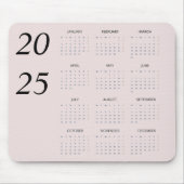 Custom Pastel Roze 2025 Kalender Elegant Muismat (Voorkant)