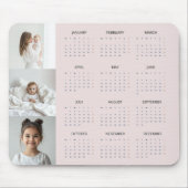 Custom Pastel Roze 2025 Kalender Familie Foto Muismat (Voorkant)