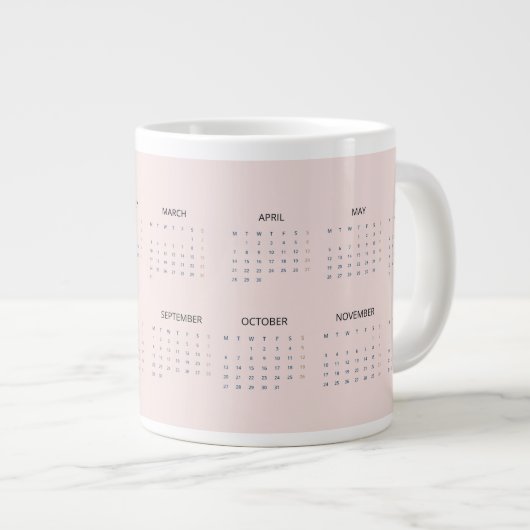 Custom Pastel Roze 2025 Kalender met Uw Logo Grote Koffiekop (Voorkant rechts)