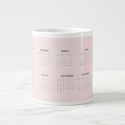 Custom Pastel Roze 2025 Kalender met Uw Logo Grote Koffiekop (Voorkant)