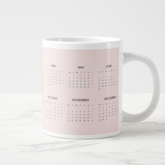 Custom Pastel Roze 2025 Kalender met Uw Logo Grote Koffiekop (Rechts)