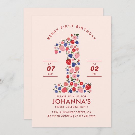 Custom Pastel Roze Berry Sweet Aardbeienfruit Kaart (Voorkant / Achterkant)