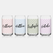 Custom Pastel Roze Blauw Groen Paarse Plaid Patroo Blikvorm Glas (Voorkant)