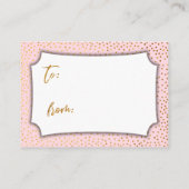 Custom Pastel Roze & Goud Confetti Display Douche Informatiekaartje (Achterkant)