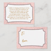 Custom Pastel Roze & Goud Confetti Display Douche Informatiekaartje (Voorkant / Achterkant)