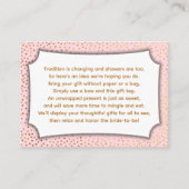 Custom Pastel Roze & Goud Confetti Display Douche Informatiekaartje (Voorkant)