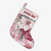 Custom Pastel Roze Kerstmis Bloemen Plaid Kleine Kerstsok (Voorkant (Hangend))