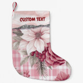 Custom Pastel Roze Kerstmis Bloemen Plaid Kleine Kerstsok (Voorkant)