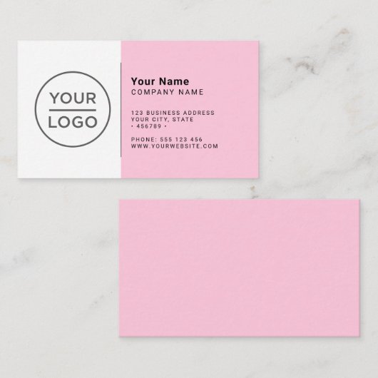Custom pastel roze modern minimalistisch elke kleu visitekaartje (Voorkant / Achterkant)