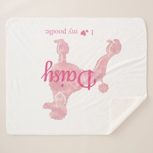 Custom Pastel Roze Poedel Silhouet Deken (Voorkant (horizontaal))