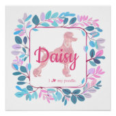 Custom Pastel Roze Poedel Silhouet Poster (Voorkant)