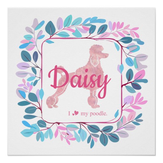 Custom Pastel Roze Poedel Silhouet Poster (Voorkant)