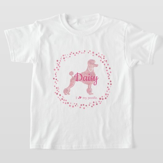 Custom Pastel Roze Poedel Silhouet T-shirt (Laagn)