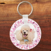 Custom Pastel Roze Poedel Silhouette Sleutelhanger (Voorkant)