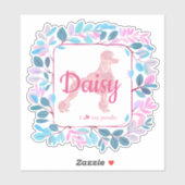 Custom Pastel Roze Poedel Silhouette Sticker (Vel)
