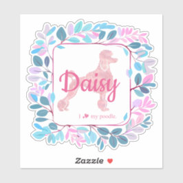 Custom Pastel Roze Poedel Silhouette Sticker
