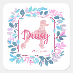 Custom Pastel Roze Poedel Silhouette Sticker