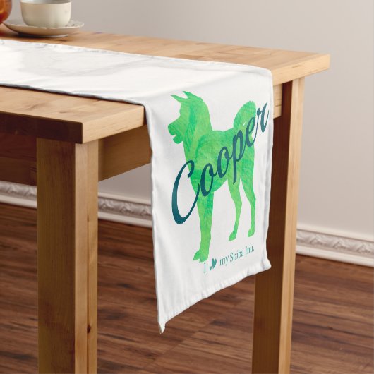 Custom Pastel Shiba Inu Silhouette Table Runner Korte Tafelloper (Voorbeeld)