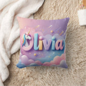 Custom Pastel Unicorn Name Pillow Kussen (Deken)