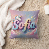 Custom Pastel Unicorn Name Pillow Kussen (Deken)