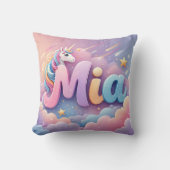 Custom Pastel Unicorn Name Pillow Kussen (Voorkant)