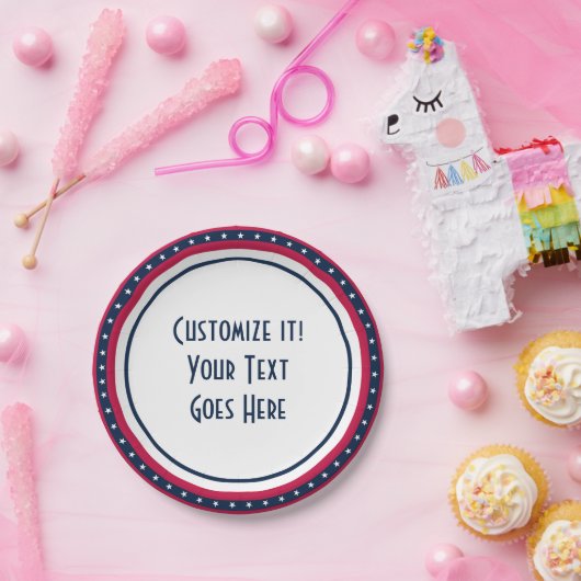 Custom Patriot Stars Rood Wit Blauw Papier Bord (Feest)