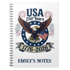 Custom Patriotic American Eagle 250 Years Notitieboek