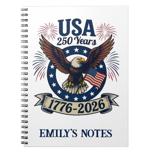 Custom Patriotic American Eagle 250 Years Notitieboek (Voorkant)