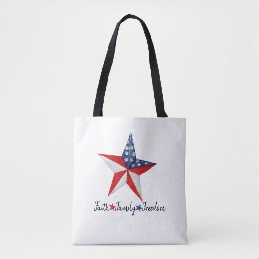 Custom Patriotic American Star, Amerikaanse vlag Tote Bag (Voorkant)