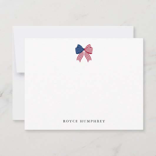 Custom Patriotic Bow Note Card Notitiekaartje (Voorkant)