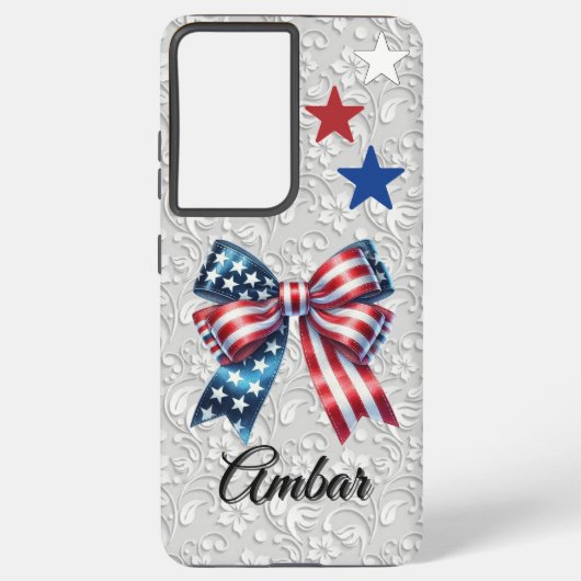 Custom Patriotic Bow Samsung S21 UltrTough Case Samsung Galaxy Hoesje (Achterkant)