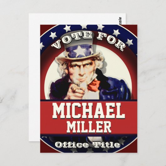 Custom Patriotic oom Sam Briefkaart (Voorkant / Achterkant)