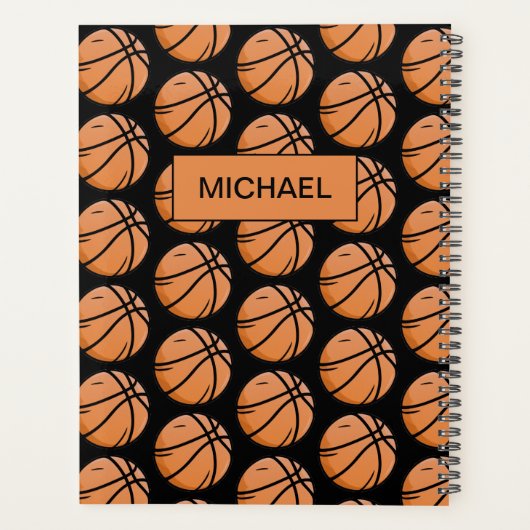 Custom Pattern Basketbalspeler en coach zwart Planner (Achterkant)